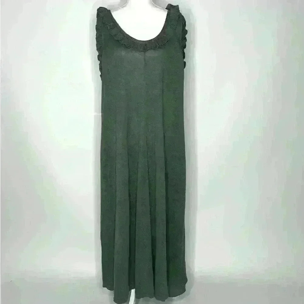 Boden Frill Neck Knitted Maxi Sleeveless Green Relax Fit Size - US 20/22R